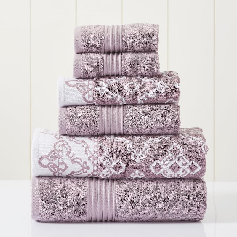 Modern Threads Charlize 6-Piece Yarn Dyed Jacquard Towel Set - Orchid