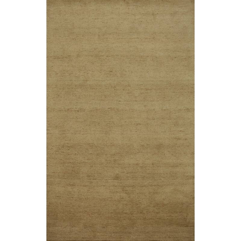 Hand Knotted Oriental 100% Wool Carpet Modern Solid Brown Gabbeh Area Rug - 9' 9'' X 6' 7''