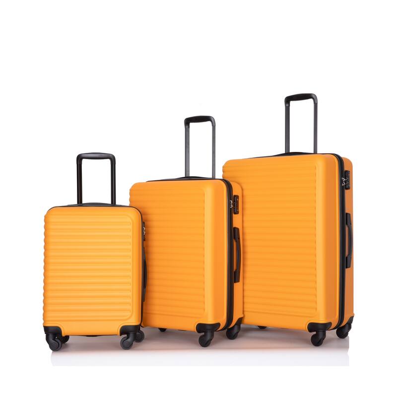 3 Piece ABS Hardside Luggage Sets Spinner Wheels Suitcase with Two Hooks and TSA Lock & Telescoping Handle