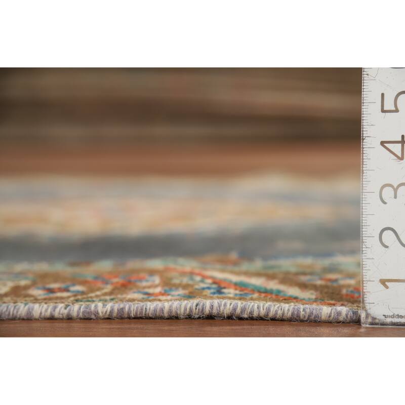 Hand Knotted Oriental 100% Wool Carpet Traditional Medallion Navy Blue & Blues Tabriz Area Rug - 5' 7'' X 4' 3''