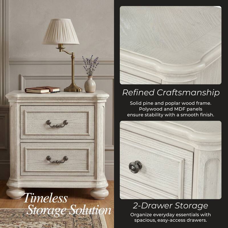 Roundhill Furniture Nelson French Traditional 5-Piece Bedroom Set, Antique White