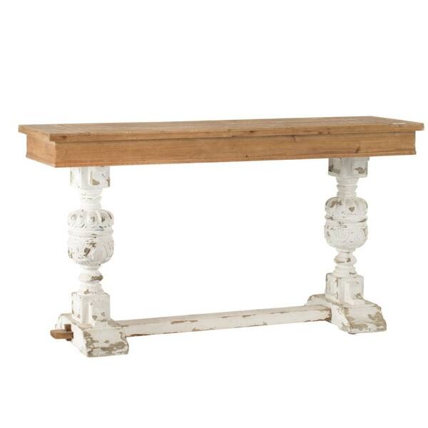 Shop 59 White And Brown Vintage Style Rectangular Buffet Table