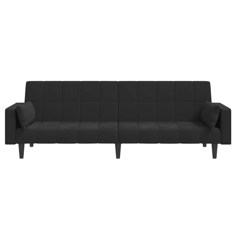 vidaXL Sofa Bed Black Velvet (100% polyester), wood, plastic Large - 33.3 x 86.6 x 27.2 in