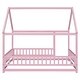preview thumbnail 23 of 50, Full Size Wooden Bed House Bed with House Roof ,Fence Guardrails