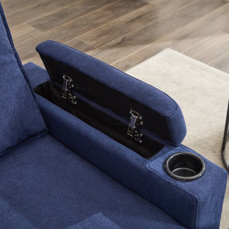 Sofa with Storage Armrests, Magazine Bags, and Sweeper-Friendly Design for Apartments and Living Room