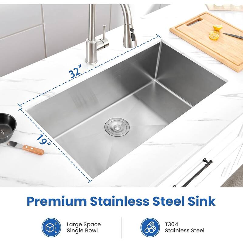 Undermount Single Bowl Kitchen Sink (Sink Only)