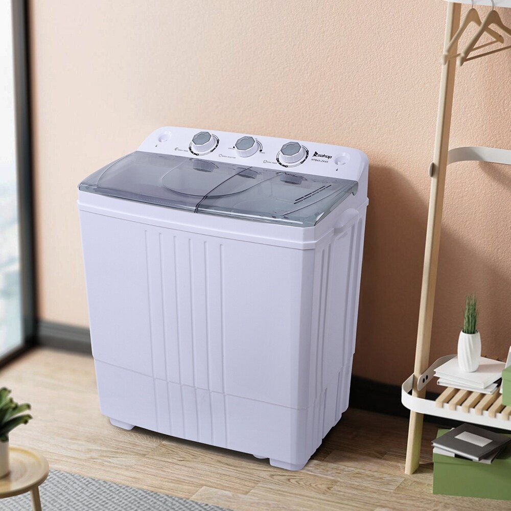 Zokop Mini Portable Washing Machine Single Tub 10Lbs Semi-Automatic Laundry 