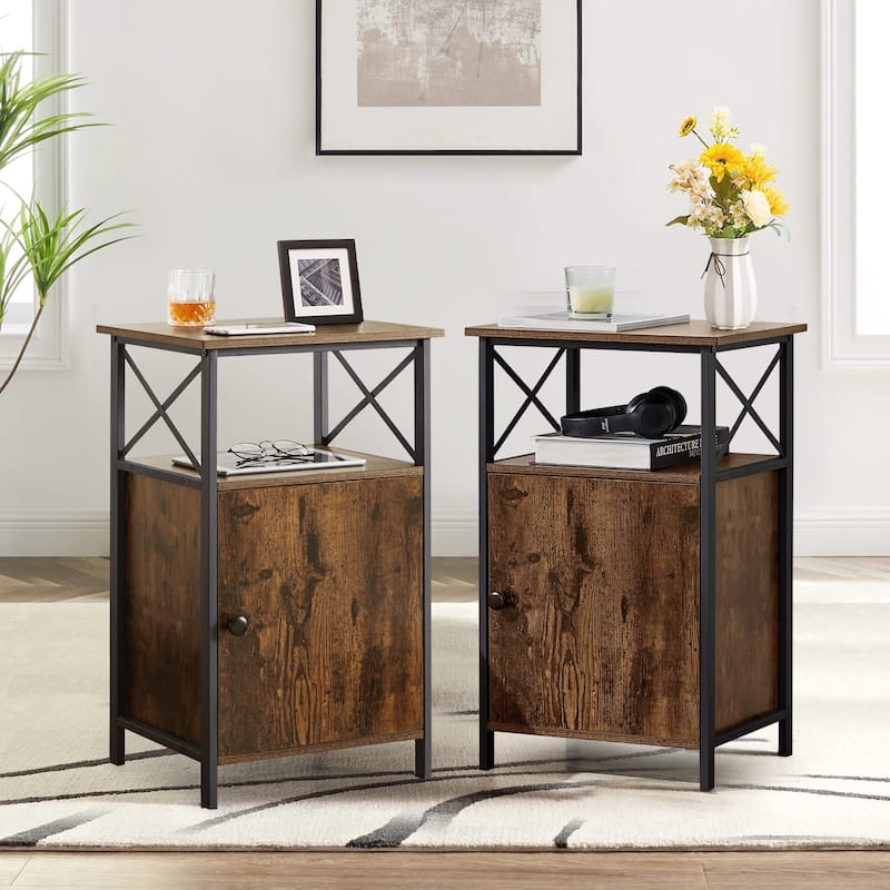 Javlergo Set of 2 Nightstand with Storage Cabinet