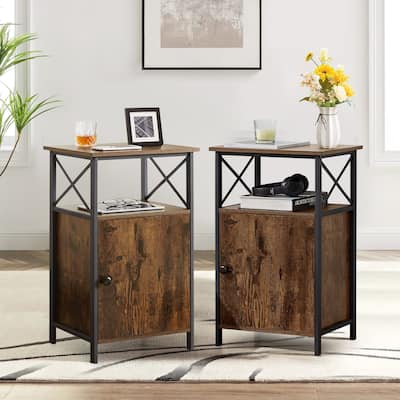 Javlergo Set of 2 Nightstand with Storage Cabinet