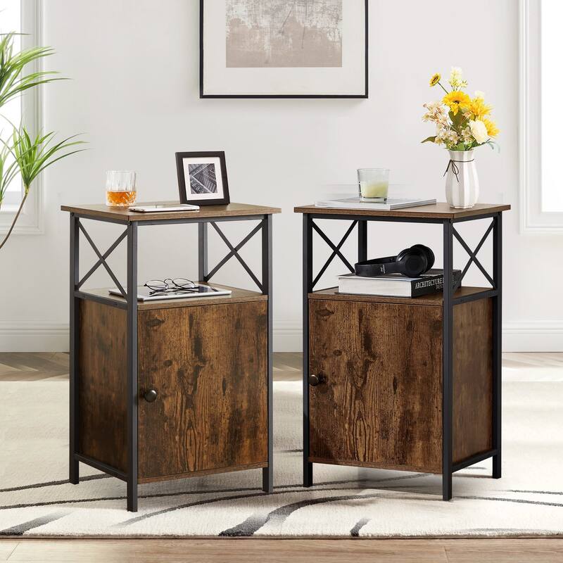 VECELO Modern Nightstands with Storage Cabinet, Nightstands Set of 2