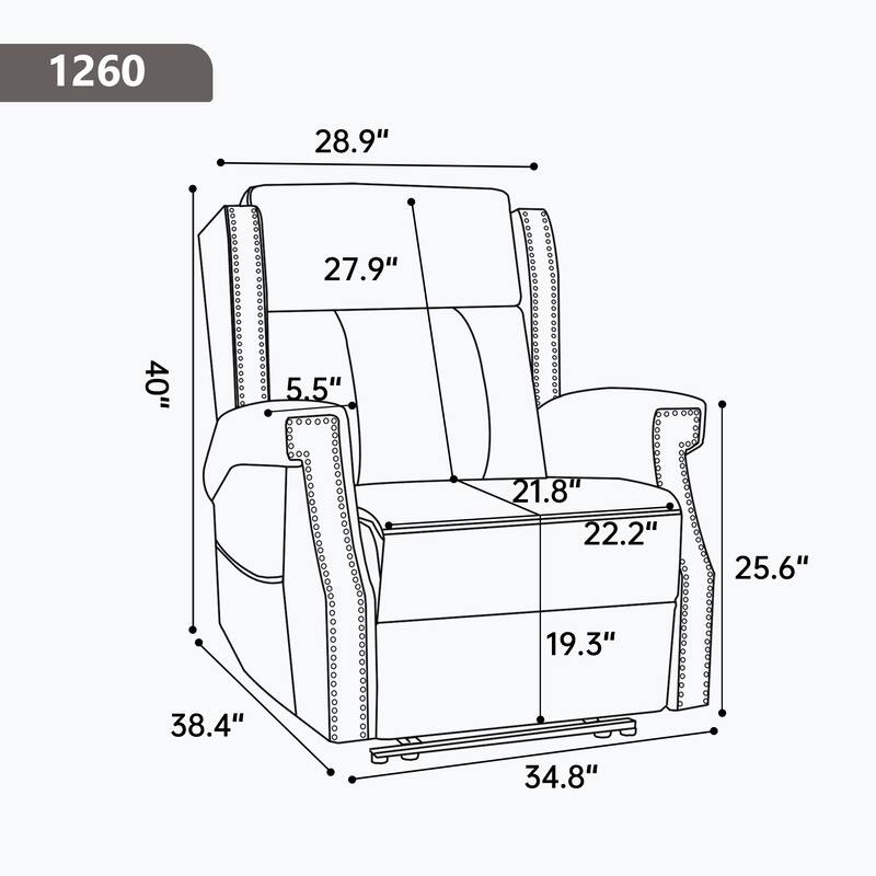 Faux Leather Recliner with 155 Degree Recline and 8 Vibration Nodes