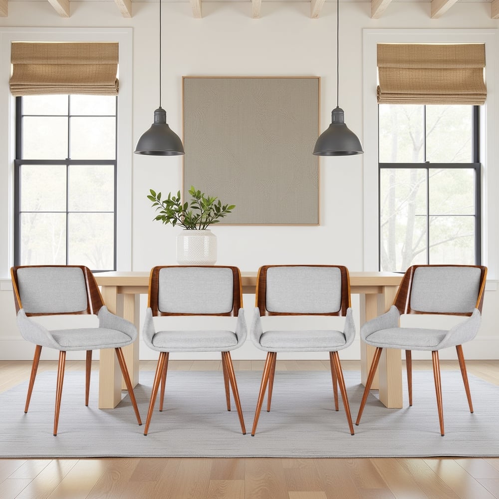 Mid-Century Modern Walnut Wood Upholstered Dining Chair