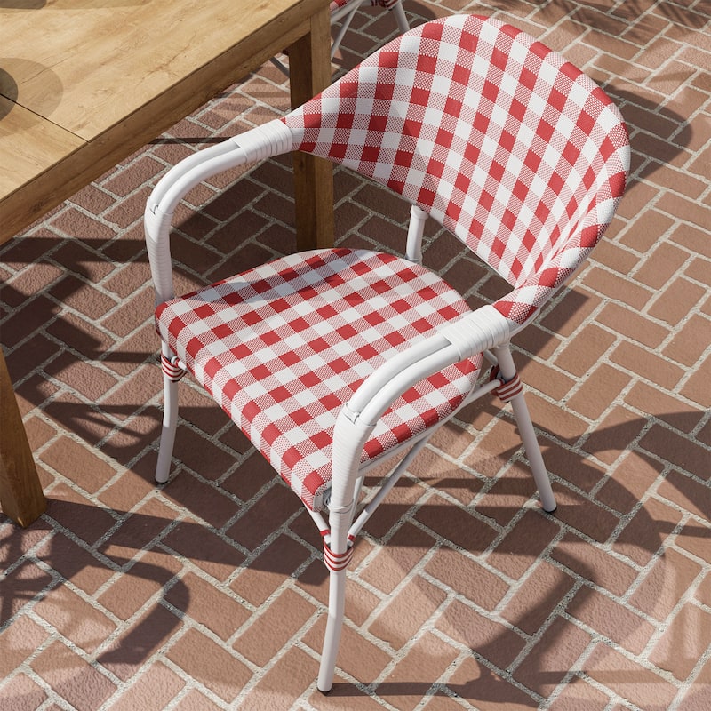 Lidi Classic Country Plaid Patio Dining Arm Chairs by Furniture of America