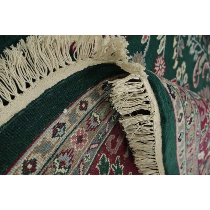 Hand Knotted Oriental 100% Wool Carpet Traditional All-Over Green Agra Area Rug - 12' 1'' X 9' 1''