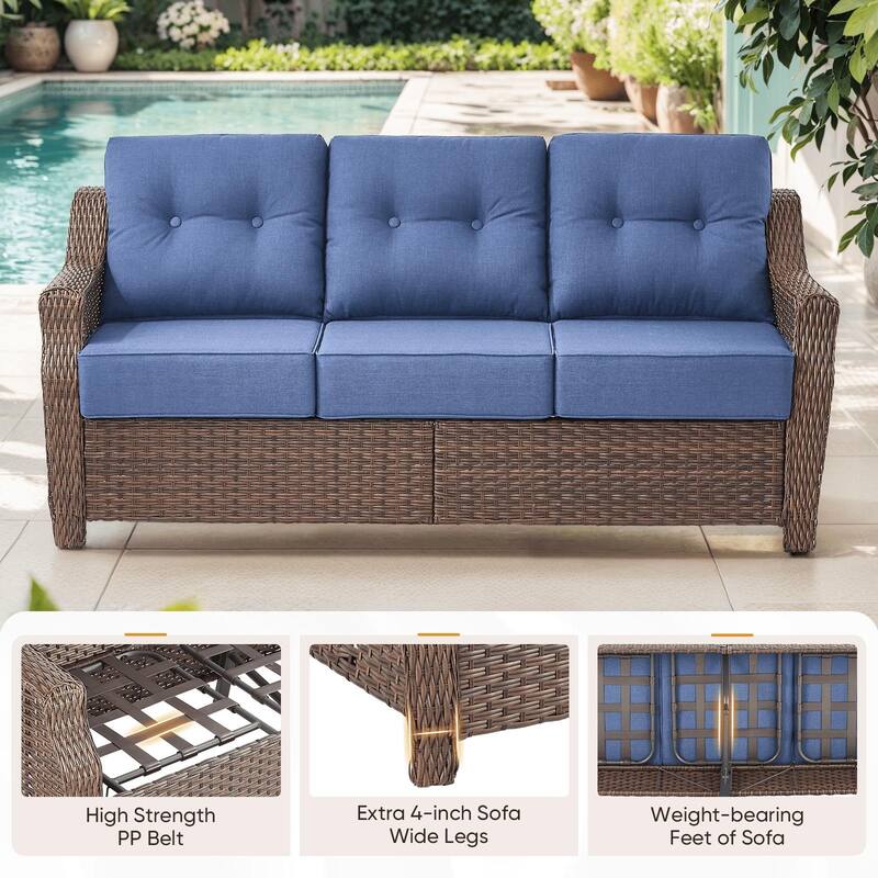 5PCS Outdoor Sofa Glider Chair with Table
