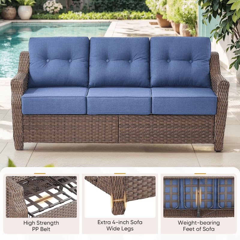 Pocassy Wicker Sofa Chair Set for Garden