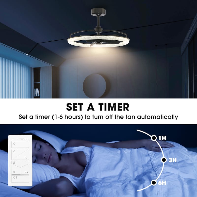 Perimost 31.5" Industrial Black ABS 3-Blade LED Bladeless Ceiling Fan with Remote