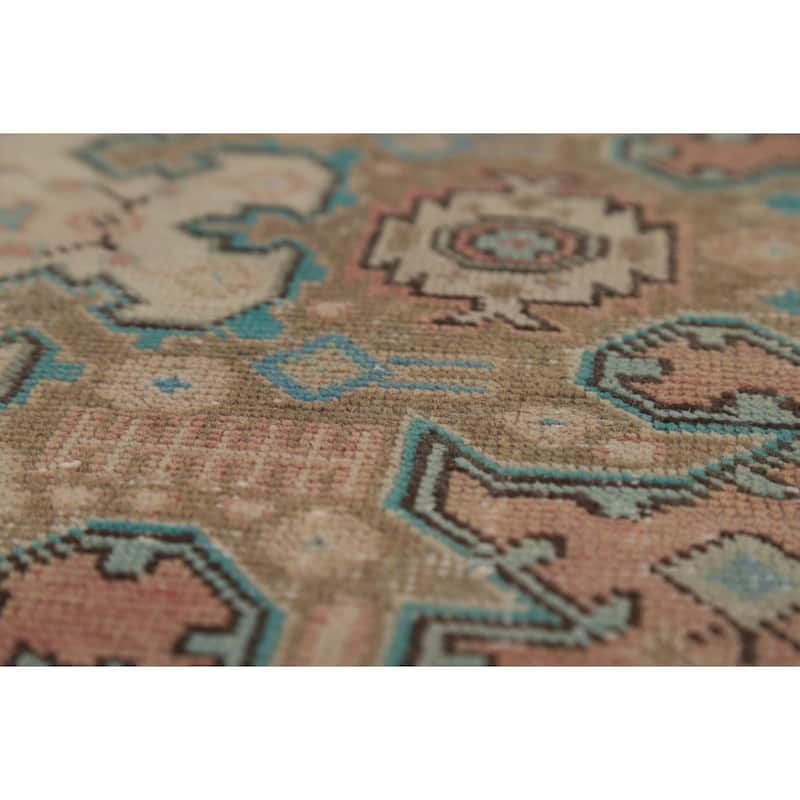 Pink Distressed Tabriz Persian Area Rug Hand-Knotted Wool Carpet - 6'8" x 9'0"