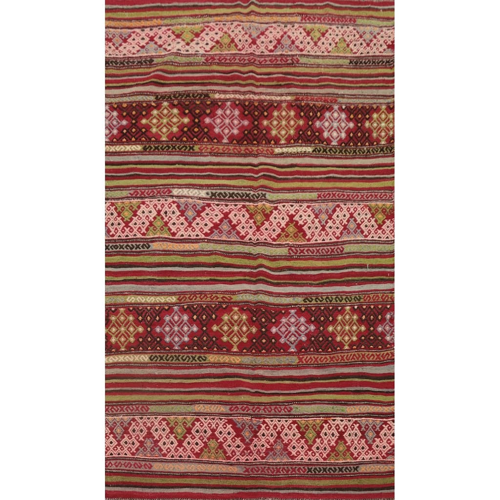 Hand Woven Oriental 100% Wool Carpet Southwestern Tribal Multi-Colored Kilim Area Rug - 7' 0'' X 4' 7''