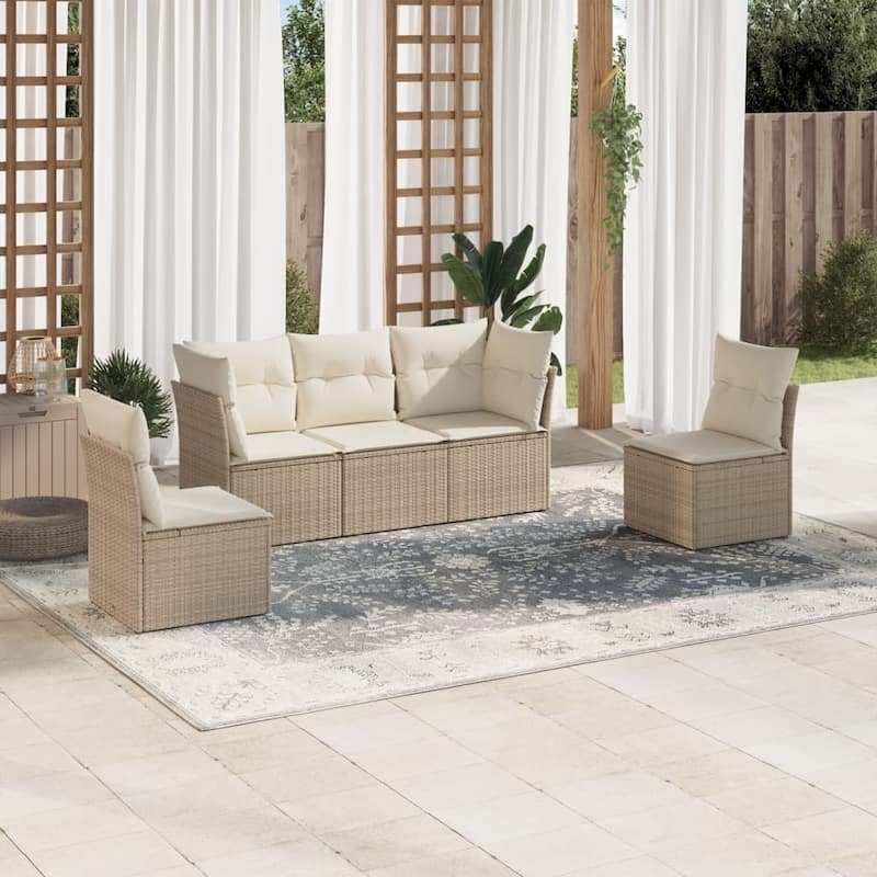 vidaXL Garden Sofa Set Beige, Cream White - 24.4 x 24.4 x 27.2