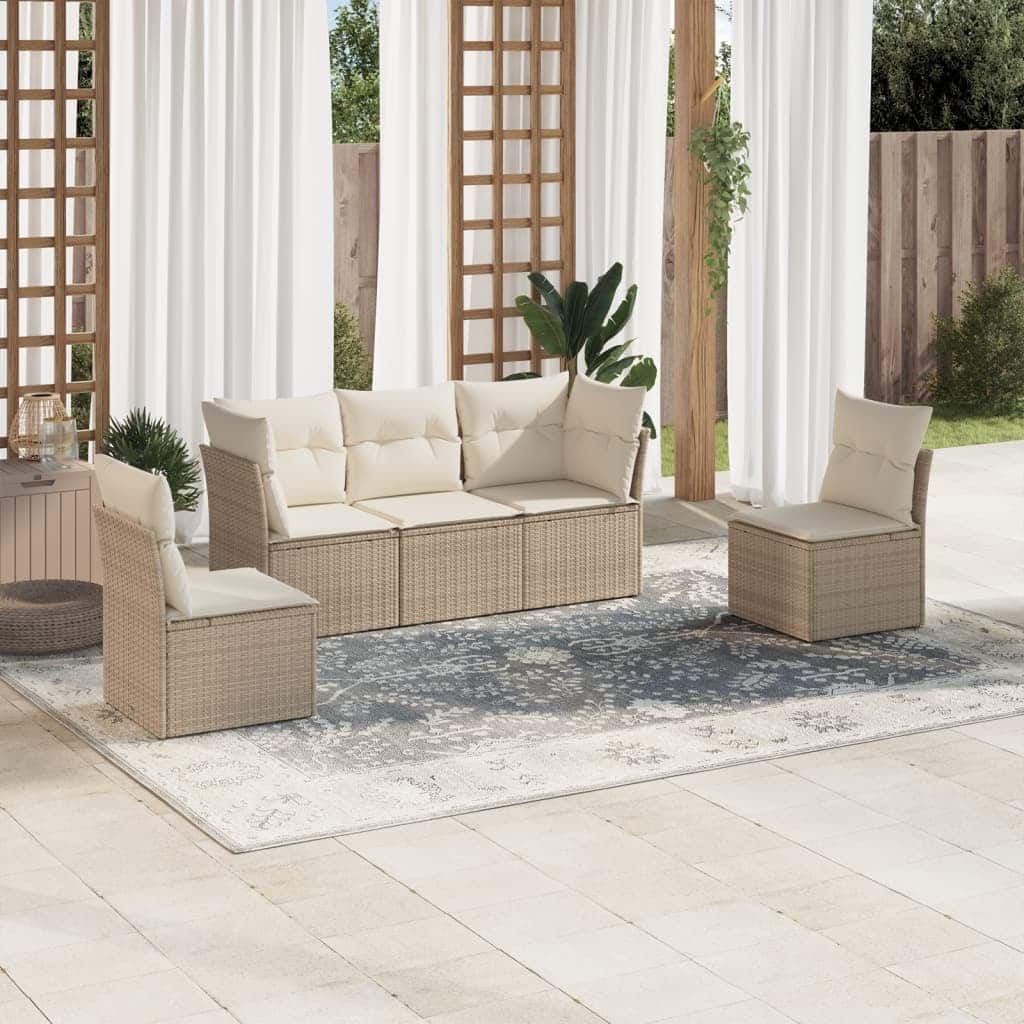 vidaXL Garden Sofa Set Beige, Cream White - 24.4 x 24.4 x 27.2