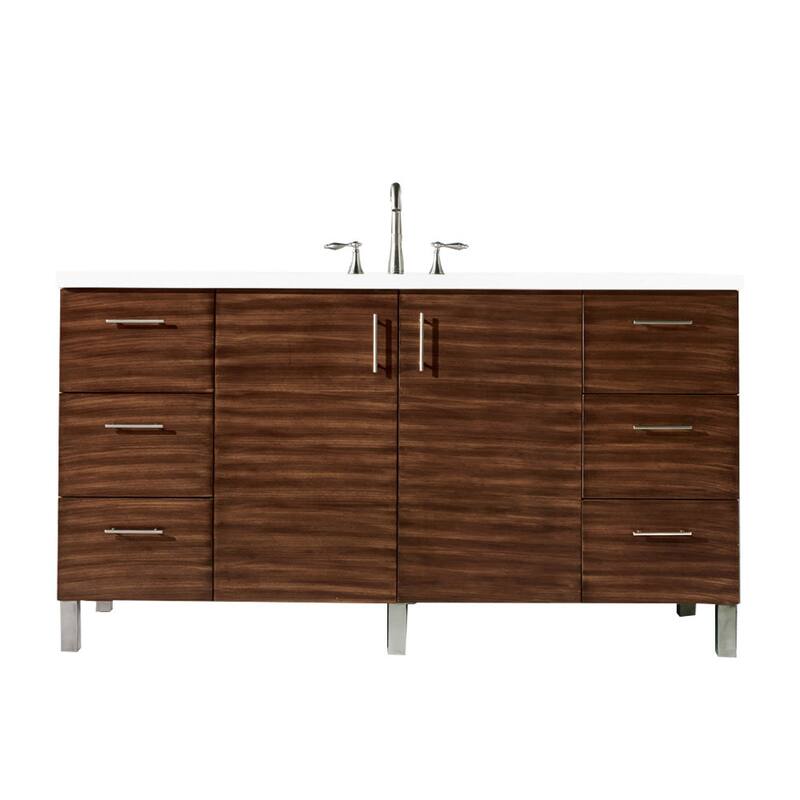 James Martin Vanities 850-V60S-3WZ Metropolitan 60" Free Standing - American Walnut - Walnut Finish