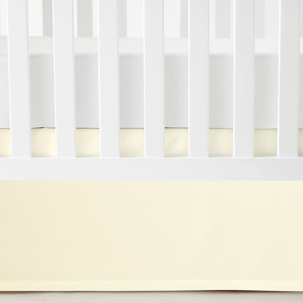 Lush Decor Baby Printed Linen Textured Solid Crib Skirt