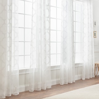 Chanasya Voile Quatrefoil Textured Sheer Window Curtain Panel Pair (Set of 2)