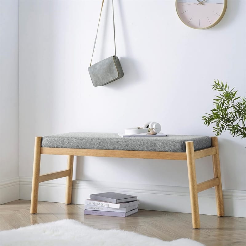 Upholstered Entryway Bench - Dark Grey