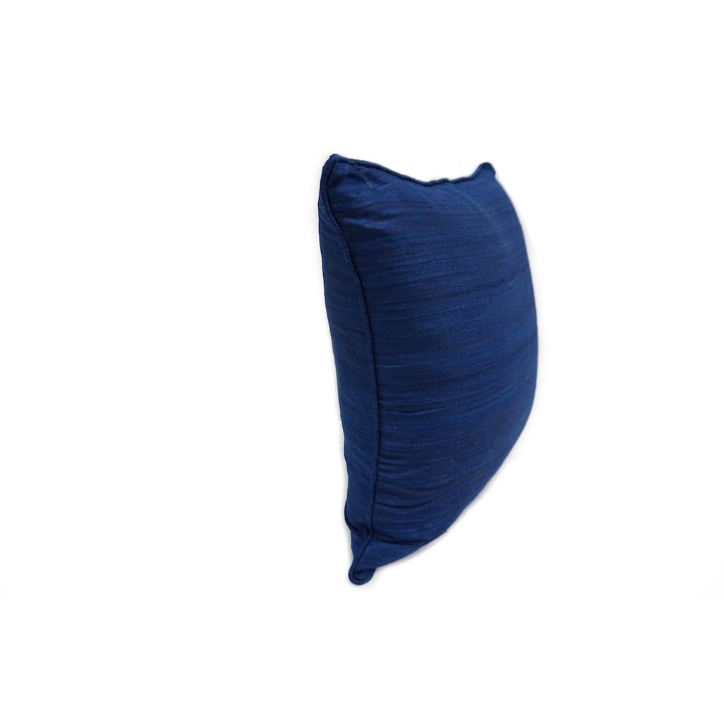 Home&Manor Raw Silk Throw Pillow 18" Bright Blue