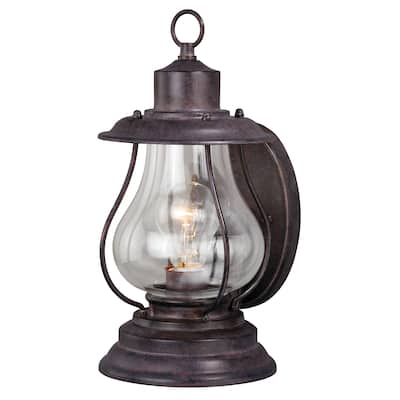 Dockside 1 Light Bronze Coastal Outdoor Wall Lantern Clear Glass - 6.25-in W x 12.75-in H x 8-in D