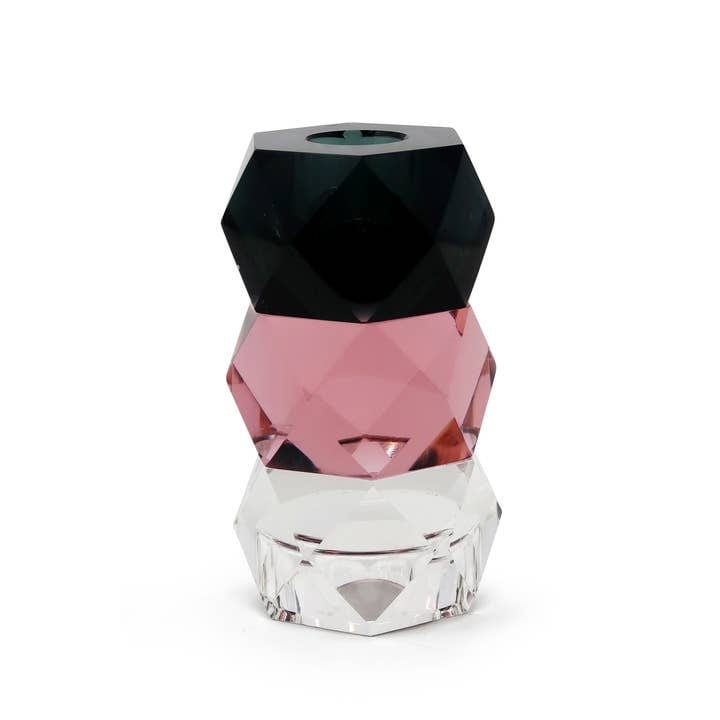 Pink/Black/Clear Crystal Candlesticks