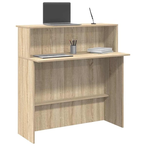 slide 2 of 10, vidaXL Reception Desk Sonoma Oak Engineered Wood Standard Reception Desk
