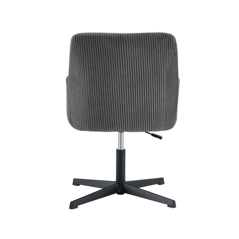 Modern Desk Chair no Wheel, Ergonomic Office Chair Home Office Upholstered Chair, Swivel Arm diining Chairs with Metal Legs