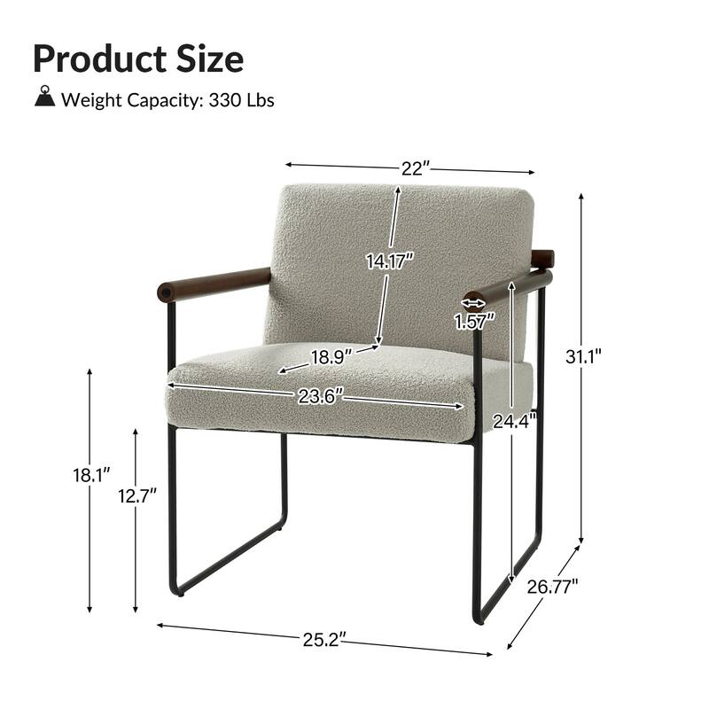 Justo Modern Accent Armchair with Metal Base and Removable Cushion Set Of 2 By HULALA HOME