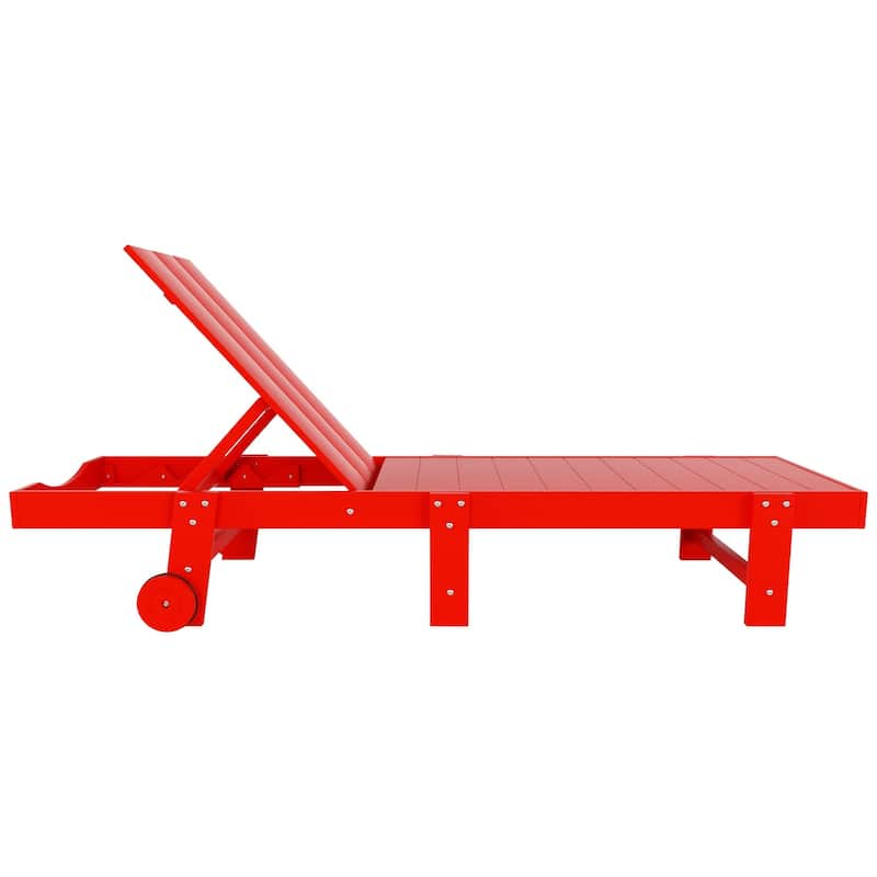 Shoreside Modern Poly Eco-Friendly All Weather Reclining Chaise Lounge With Wheels