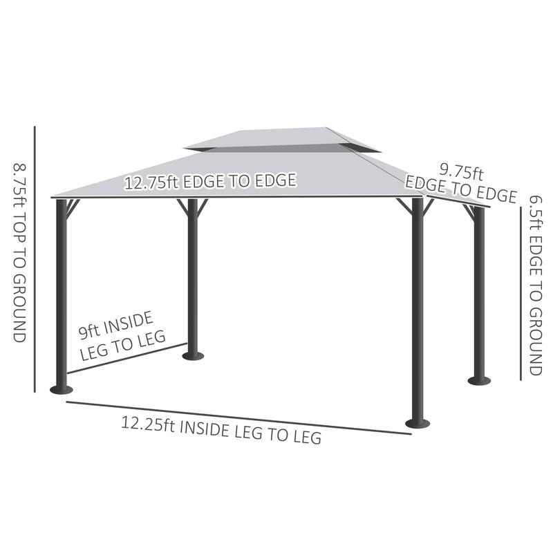 Outsunny 9.5' x 13 Patio Gazebo, Aluminum Frame for Outdoor, Dark Gray