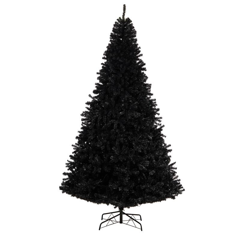 10' Pre-Lit Black Artificial Christmas Tree, Clear LED Lights - over-10-feet