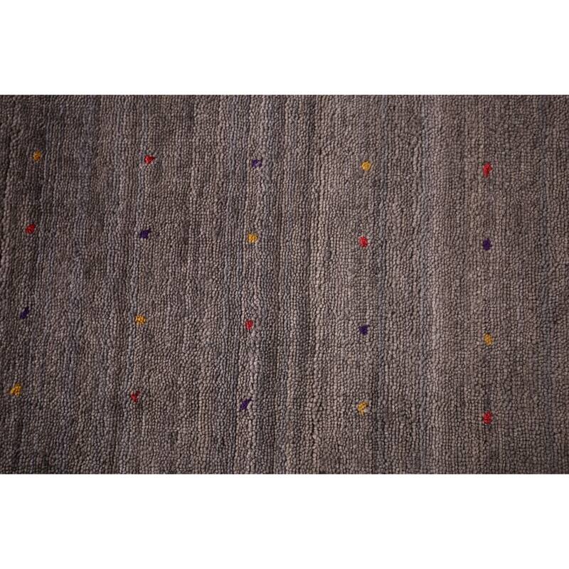 Earth Tone Gabbeh Oriental Area Rug Hand-Knotted Wool Carpet - 8'2" X 9'10"