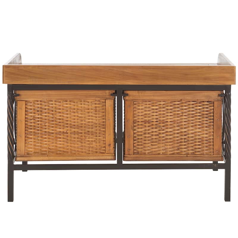 SAFAVIEH Vasilija Antique Pewter/ Light Ash Storage Bench - 33" x 15.7" x 20" - 33Wx16Dx20H