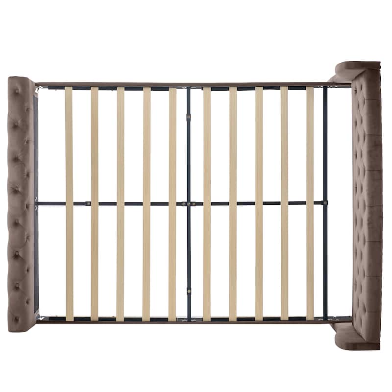 Christopher Knight Home - Amara Traditional Velvet Upholstered Sleigh Bed with Wingback Headboard & Scroll Footboard, Queen Size