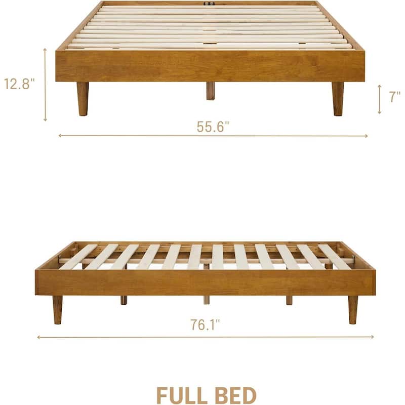 Modern Wooden Platform Bed Frame with Floating Design