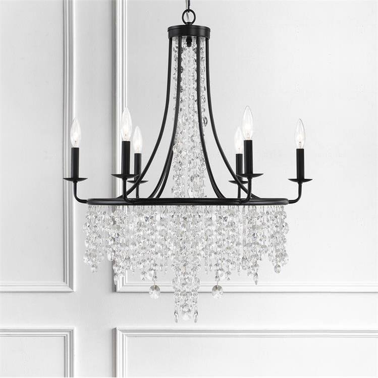 Gabrielle 6 Light Matte Black Chandelier - 28'' W x 30'' H