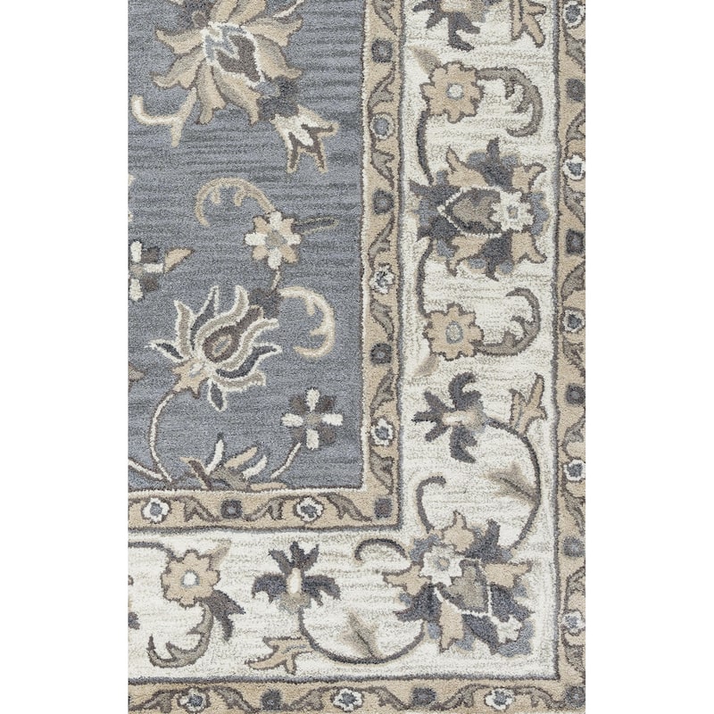 Alora Decor Liberty Traditional Hand-Tufted Bordered Grey/Tan Area Rug