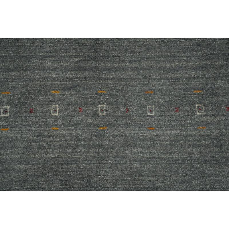 Hand Knotted Oriental 100% Wool Carpet Tribal Animal Pictorial Greys & Charcoal Gabbeh Area Rug - 8' 8'' X 5' 10''