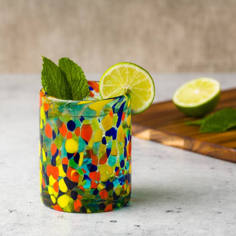 10 Strawberry Street Carnival Handblown Mexican Glass, Sets of 6