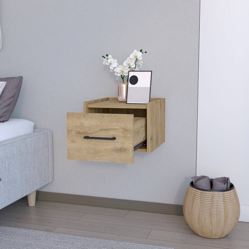 Wall-Mounted Floating Nightstand with Roomy Drawer
