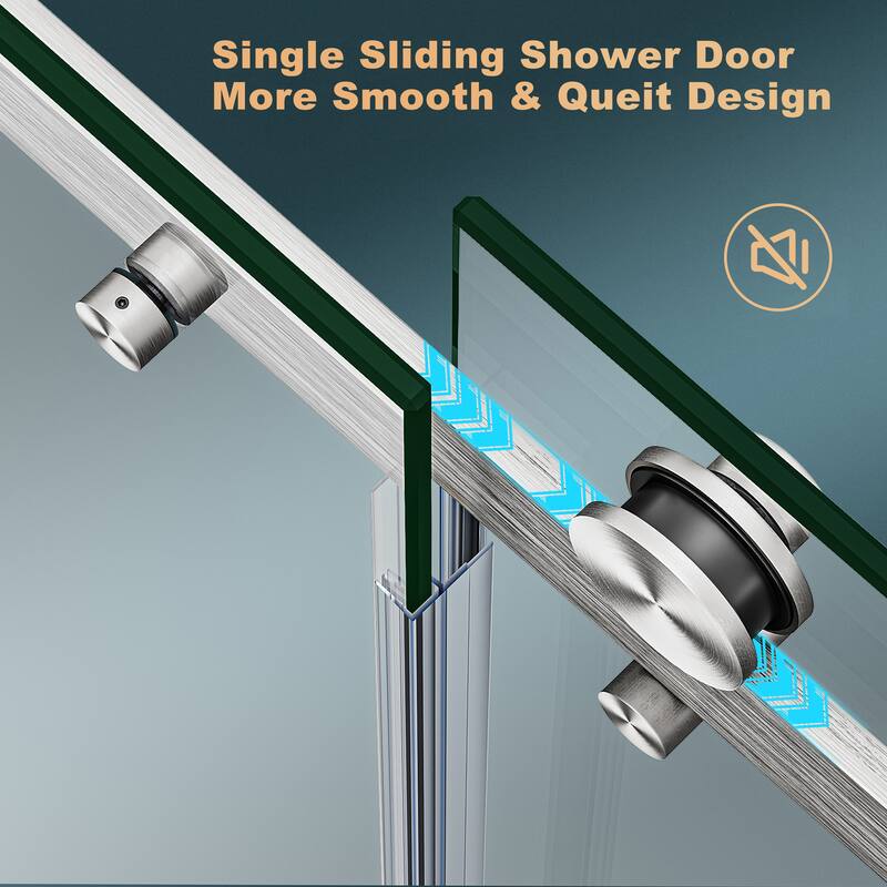 Elegant Double Sliding Shower Door Frameless Bathtub Door 60"x72" 5/16" Clear Tempered Glass
