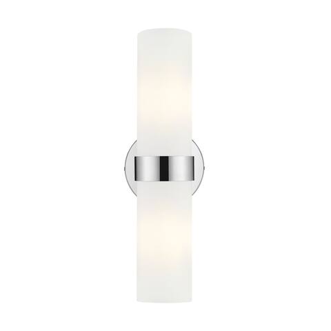 OVE Decors Romilly 2-Light LED Cylinder Wall Sconce in Chrome - 14.94 H in.