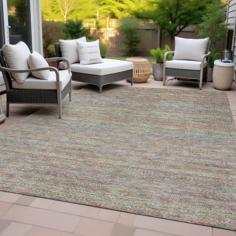 Machine Washable Indoor/Outdoor Modern Stripes Chantille Rug